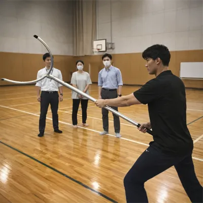 防犯用具の使用方法を指導し、多能工化も推進"